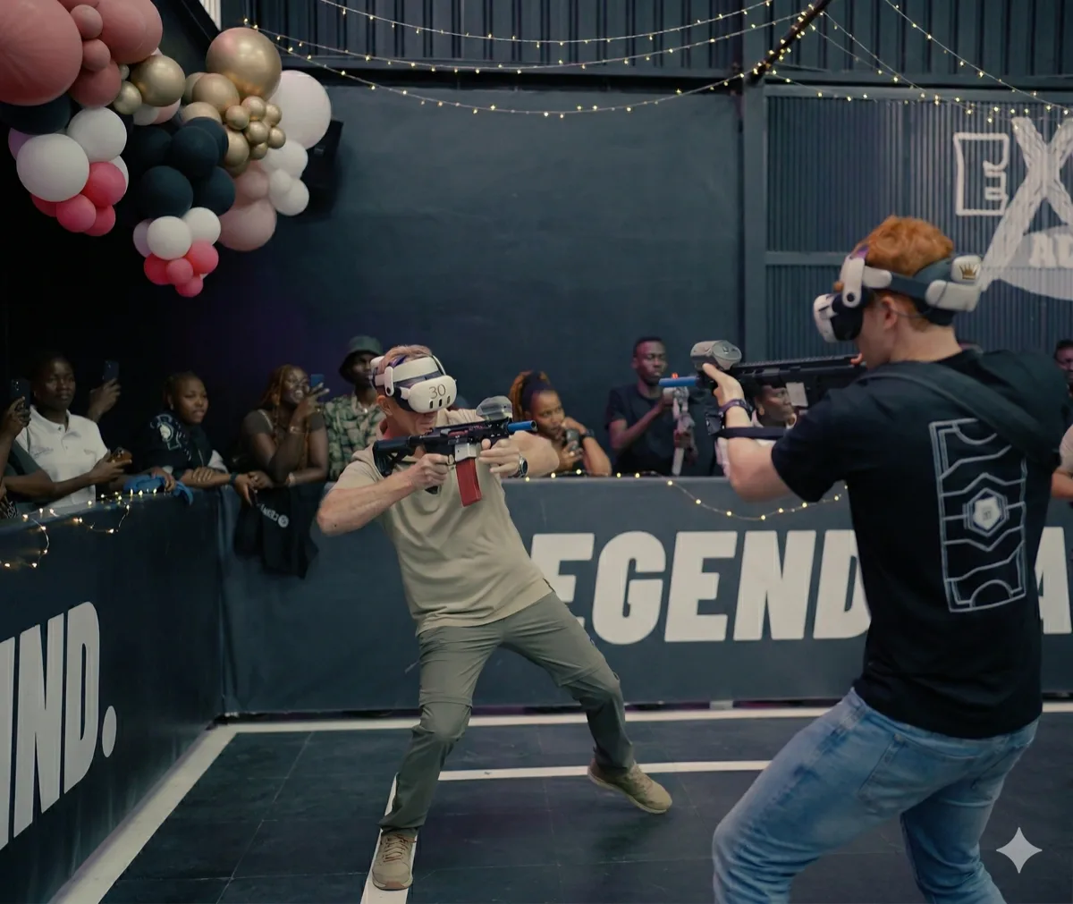 Kids playing VR at a birthday party in Combatica